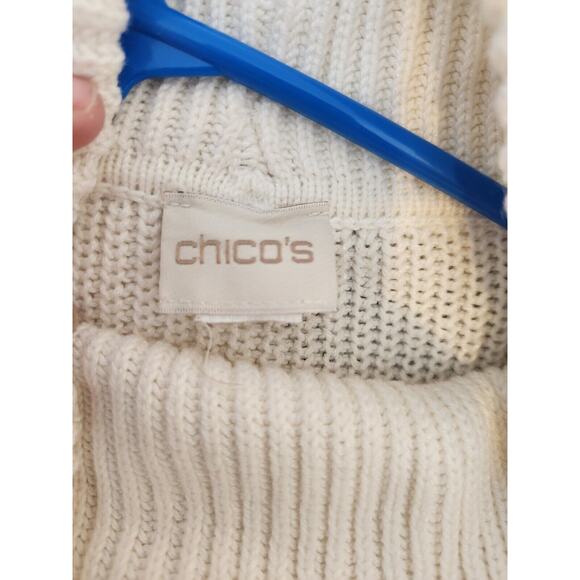 Chicos Ivory Sequin Embellished Cowl Neck Long Sleeve Sweater Sz 0 US S Pullover - Picture 7 of 8